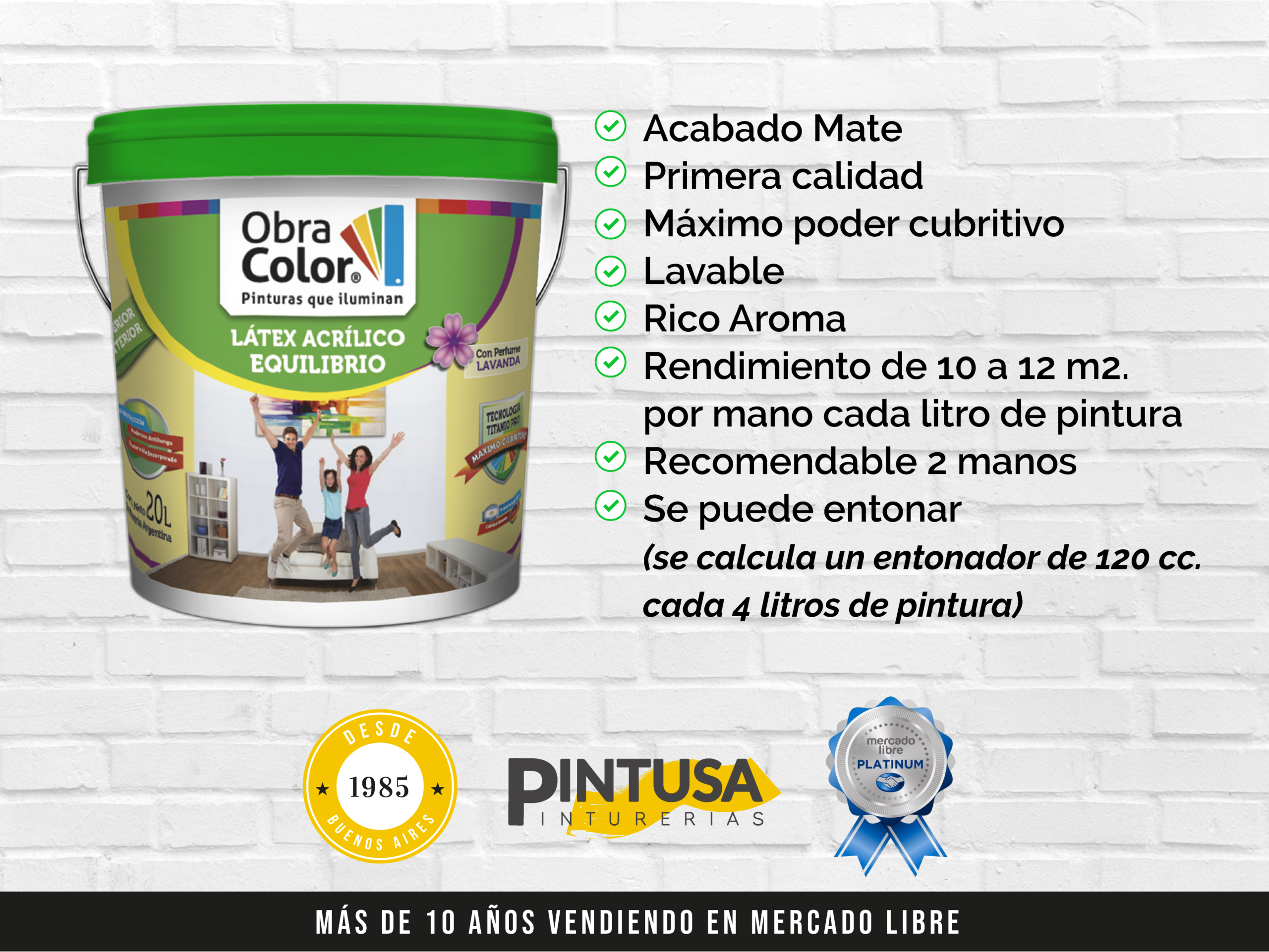 Latex Lavable Blanco Antihongos Linea Equilibrio - Imagen 2