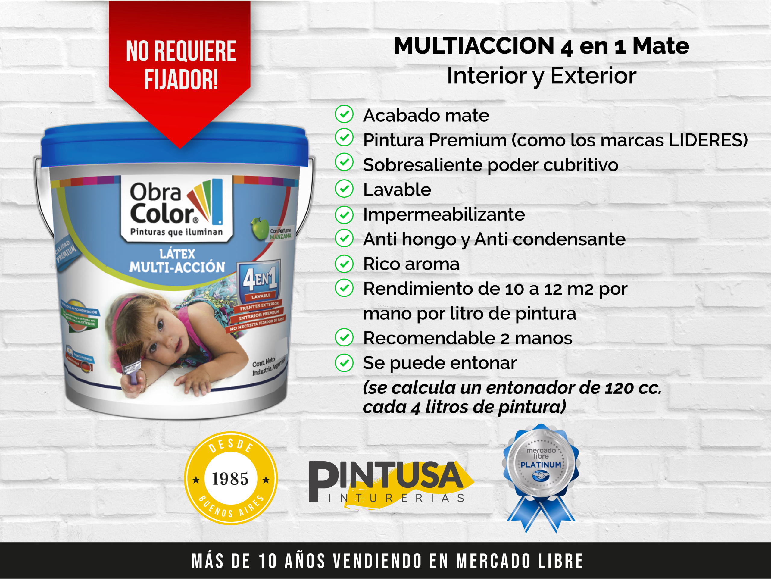 Latex Lavable Premium Blanco Antihongos Linea Multiacción - Imagen 3