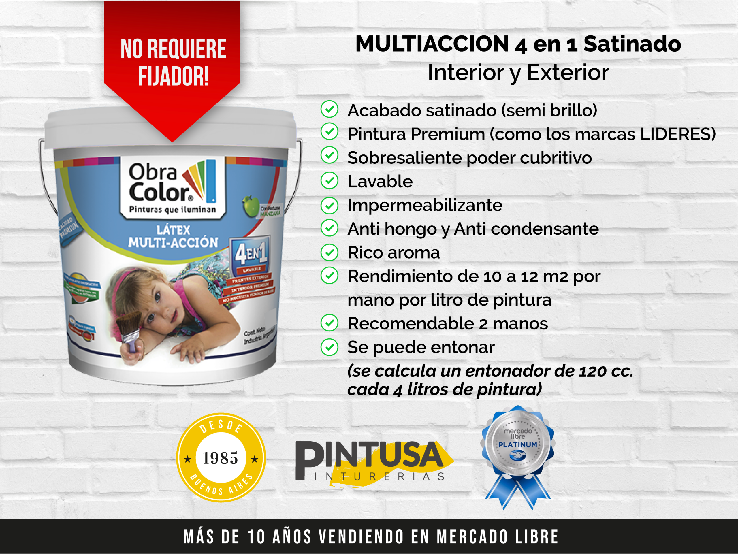 Latex Lavable Premium Blanco Antihongos Linea Multiacción - Imagen 4
